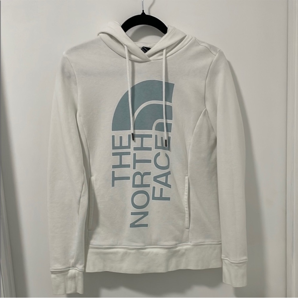 THE NORTH FACE White Hoodie with Blue Logo